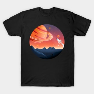 Rocket ship exploring space T-Shirt